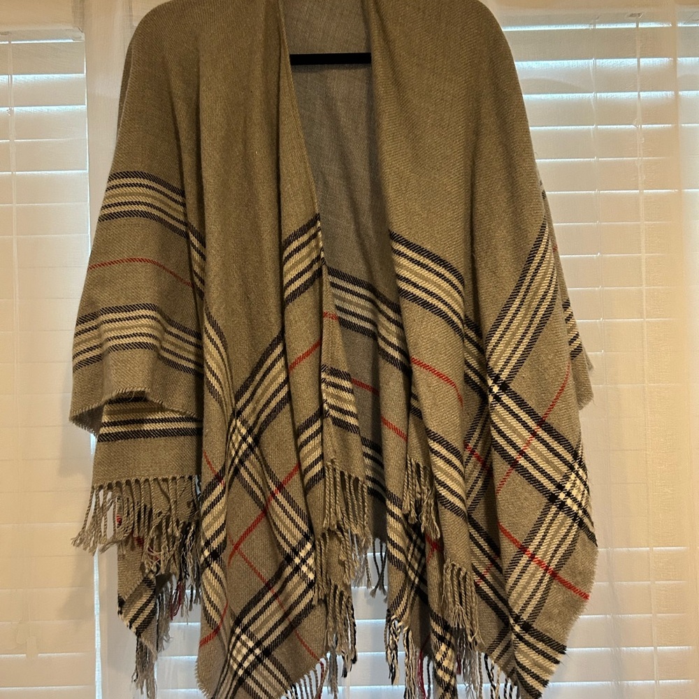 Plaid Fringe Shawl